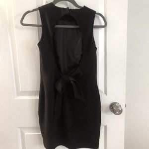 ASOS black mini dress open back bow tie